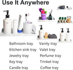 DNC Silicone Bathroom Tray for Counter, 2PC 7.9" Small Vanity Tray for Countertop, Kitchen Sink Soap Tray for Dish Holder Dispenser Toilet Tank Desk Organizer