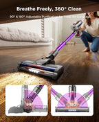 Cordless Stick Vacuum Cleaner - 550W Powerful Cordless Vacuum with HEPA Filter, Up to 50min Runtime & Tangle-Free Lightweight & Detachable Battery for Pet Hair Carpet Hardwood Floor Cleaning