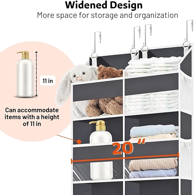 Over the Door Organizer 5 Tiers, Extra Large Behind Door Storage of 10 Compartments, 80 lbs Weight Capacity Over Door Organizer, Door Hanging Organizer for Closet, Diaper Organizer, Room storage | Behind Door Storage, Over Door Organizer, Room storage