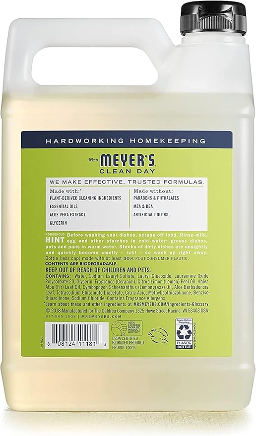 Mrs. Meyer's Dish Soap Variety, 1 Dish Soap, 1 Dish Soap Refill, Lemon Verbena, 1 CT