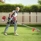 26cc 2-Stroke Gas Weed Trimmer, Air-Cooled 2-Stroke Cordless Lawn Edger Gas String Trimmer with Handle & Shoulder for Lawn & Edging (2 Blade Heads)