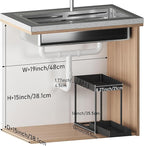 Under Sink Organizer 2 Pack,Bathroom Under Cabinet Storage with Pull Out Sliding Drawers for Kitchen Organization,12.8 Inch,Black