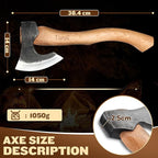 Tivoli 15 Inch Camping Axes and Hatchets, Bushcraft Axe for Wood Splitting and Kindling,Hand Forged Carbon Steel Chopping Axes Ash Wood Handle with Sheath for Camping and Survival