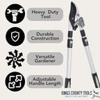 Tree Trimmer Loppers - Double Ratcheting Bypass Pruners - Extendable 26" - 40" Long Handles - Loppers for Tree Trimming Heavy Duty by Kings County Tools