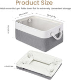 Storage Baskets for Shelves 13.8x9.8x6.7 Inch-Foldable Fabric Organizing Storage Bins with Handles, Closet & Bathroom Organizer, Home Storage for Kitchen, Office (1-Pack, White&Gray)