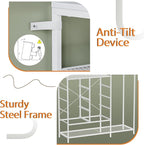 White Dresser for Bedroom with 8 Drawers, Bedroom Dressers with Hanging Rack, Clothes Storage Cabinet with Led Lights & Charging Station, 47 Inch Chest of Drawers with Shelves for Bedroom, Closet