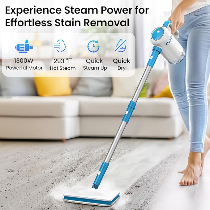 Z7 Steam Mop for Floor Cleaning, 13-in-1 Handheld Steam Cleaner for Home Tile Grout Hardwood Laminate Furniture Couch Clothes Carpet, Multi-Purpose Floor Steamer Machine, Corded (Blue)