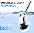 8 - in - 1 Electric Spin Scrubber, Cordless Cleaning & Shower Scrubber with Adjustable Handle, IPX7 Waterproof for Bathroom, Tile, Car, Kitchen, Floor, Tub | 8 Brush Heads, Powerful Horsepower