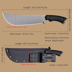 BA-KOR 14.1-inch full tang (9CR18MOV) Survival Machete + K-type sheath and 5.9-inch cerium-powered igniter. Suitable for outdoor hunting, camping, obstacle clearance, barbecuing, fishing, kitchen cutting for daily carry (EDC), and as a gift.