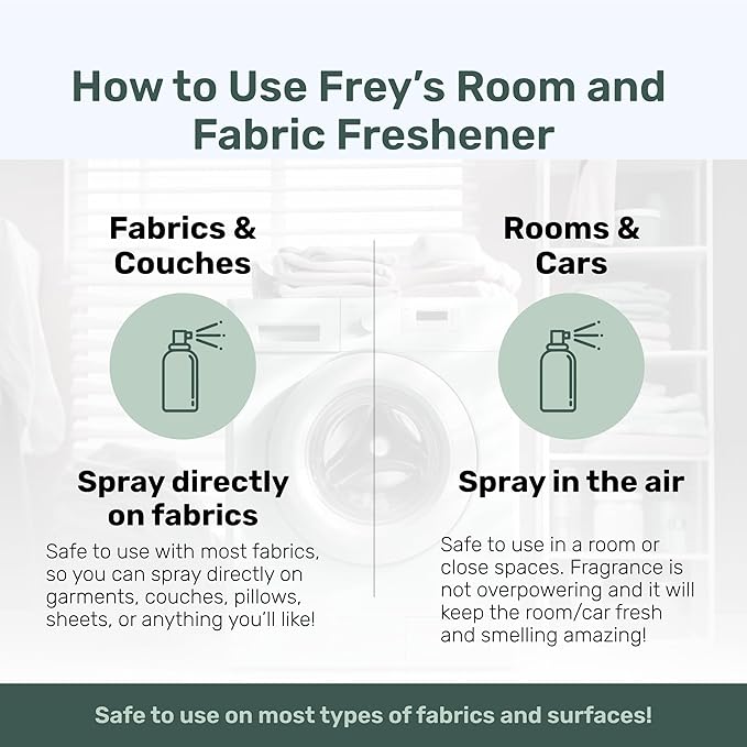 Frey Fabric Freshener Spray – Pack of 3 | Linen Spray Deodorizer for Laundry | Cedarwood, Sandalwood, Jasmine Rose | 2oz Bottles