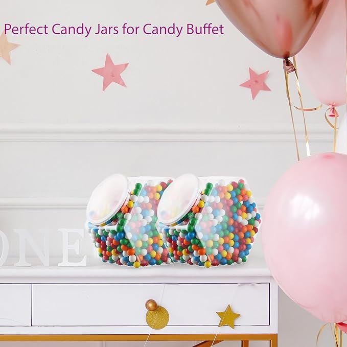 DilaBee 2-Pack Plastic Cookie Jar - 1 Gallon Hexagon Candy Jars with Lids for Candy Buffet, Kitchen & Office - Clear Jars with Lids for Cookies, Candies & Dry Food - Plastic Jar with Labels - BPA-Free