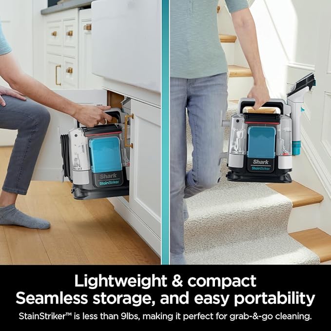 Shark StainStriker Portable Carpet, Upholstery & Area Rug Cleaner with Pet Mess Tool, Stain & Odor Remover, Perfect for Car Interiors, Includes 3 Cleaning Tools & Cleaning Solution, White, PX201