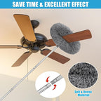 Microfiber Duster Kit 36pcs with 30 to 100 in Extension Pole and Ceiling Fan Cleaner Duster, Washable and Bendable Feather Duster for Cleaning Ceiling Fans, High Ceilings, Blinds, Grey