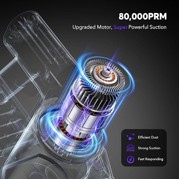 Cordless Vacuum Cleaner Rechargeable with 2600mAh Detachable Battery, Powerful Vacuums with 2 Adjustable Modes, Lightweight Portable Stick Vacuum for Home (Rose Purple)