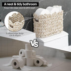 Toilet Paper Storage Basket,Boho Decorative Scalloped Baskets,Coastal Bathroom Decor,Hand-Woven Plastic Wicker Bathroom Accessories Organizer