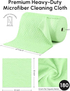 Microfiber Cleaning Cloths Roll, 75 Pack Tear Away Microfiber Towels Roll, 12" x 12" Lint Free Rags, Reusable Cleaning Cloths, Washable, Scratch Free,Ultra Absorbent Dish Rags(Green Ripple)