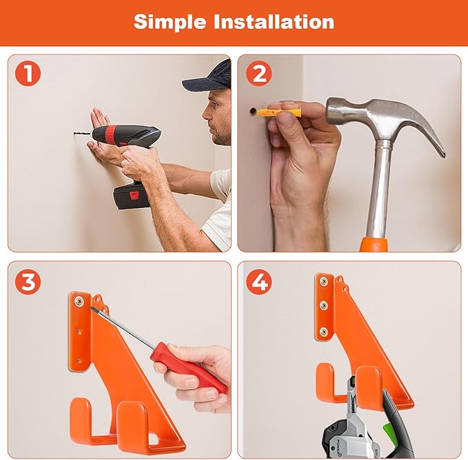 Chainsaw Hanger,Heavy Duty Chainsaw Hanger, 2 Pack Wall Mount Rack, Durable Chainsaw Storage Holder for Garage & Shed, Anti-Scratch Chainsaw Hook for Space-Saving Organization