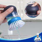 MR.SIGA Soap Dispensing Palm Brush Storage Set, Kitchen Brush with Holder for Pot Pan Sink Cleaning, 1 Set