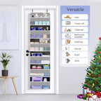 WishJazz 6-Shelf Over The Door Organizer, 50lbs Load Heavy Duty Back of Door Hanging Organizer Storage, Behind Closet Door Organizer, Baby Organizers Storage for Nursery, Pantry, Bedroom, Home Storage