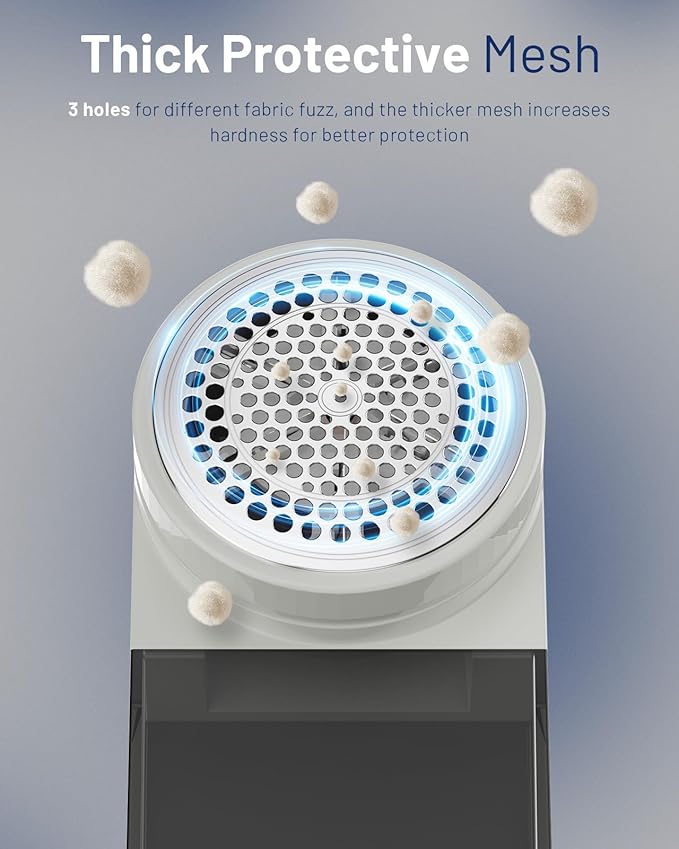 BEAUTURAL Fabric Shaver, Rechargeable Lint Remover, Electric Portable Sweater Defuzzer with 3 Speeds, 6 Leaf Blades, Digital LED Display, Remove Pilling for Clothes, Furniture, Sweater, Couch, Blanket