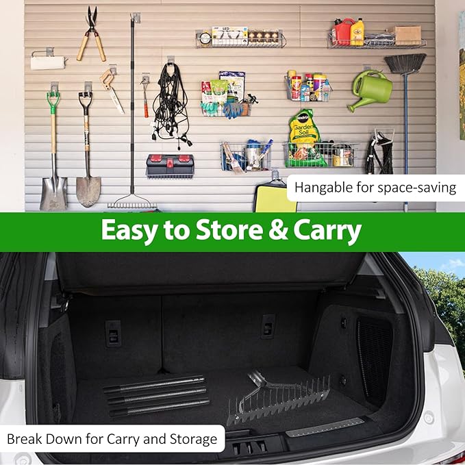 Garden Rake Heavy Duty, 17 Tines Metal Bow Rake with 77" Adjustable Handle, Landscape Yard Rakes for Lawns Leveling Loosening Soil, Spreading Mulch, Clearing Leaves Weeds Lawn Care Tool Thatch Rakes