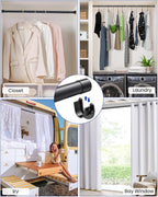 Supforce Closet Rods for Hanging Clothes, 17 to 129 Inches Stepless Adjustable Metal Closet Rod, 1.3 Inches Heavy Duty Clothes Hanging Rod for Closet Wardrobes Laundry RV, Black