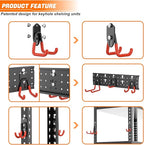 TORACK 24 PCS Garage Storage Hooks with Tracks, Wall Mount Tool Organizer for Garden Tools, Ladders, Cords, Folding Chairs, Shovels and Rakes, Shelving Hooks for Keyhole Style Shelving Units
