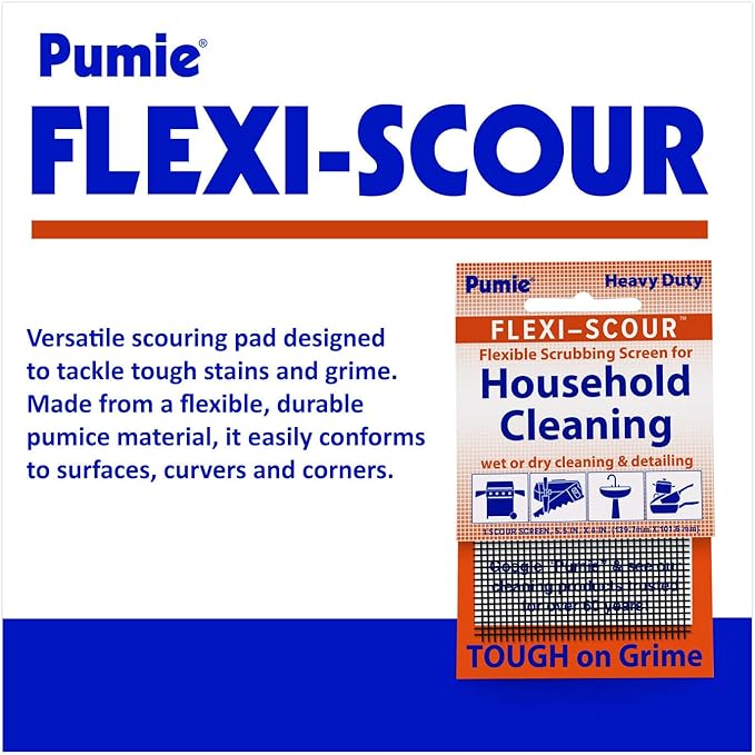 PUMIE Flexi-Scour Flexible Scrubbing Screen for Household Cleaning, 5.5" x 4", Abrasive Grit Cleaning Screen, Clean Grills, Remove Carbon, Rust and Scale, Pack of 24