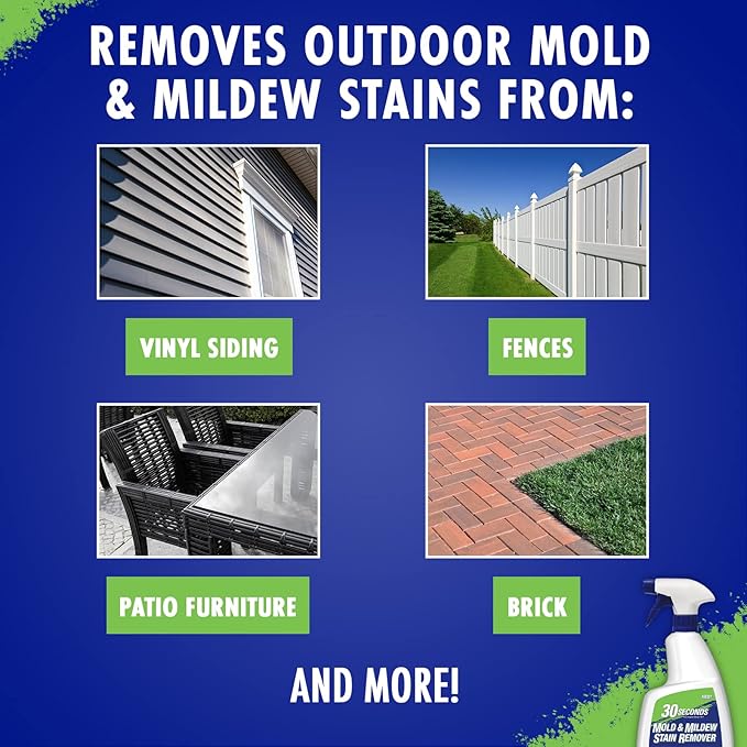 30 SECONDS Mold & Mildew Stain Remover Spray- Indoor & Outdoor Use - 2 Pack (2)
