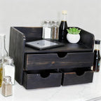 Vintage Rustic Wooden 3 Drawer with Shelf Office Desk Organizer & Mail Rack For Desktop,makeup holder Box for Office Home Toiletries Supplies Vanity, No Assembly Required (Rustic Black)