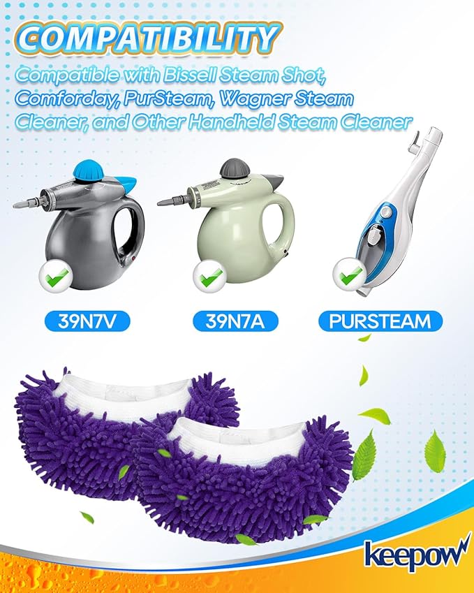 Handheld Steam Cleaner Pads Cloth Steamer Attachments Steam Mop Accessories Compatible with Bissell Steam Shot,Wagner Spraytech,McCulloch,PurSteam Universal Reusable Washable Steam Pad Clothes Cover