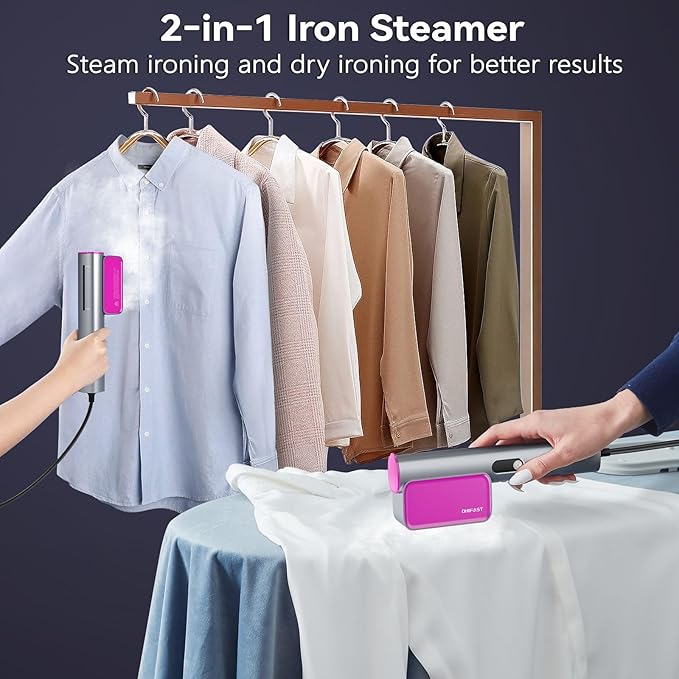 Dual Voltage Travel Steamer for Clothes, 100-240V Portable Handheld Garment Steamer, 15s Fast Heat-up, 9 Mins Continuous Steam, 2-in-1 Iron Steamer for Global Travel and Home