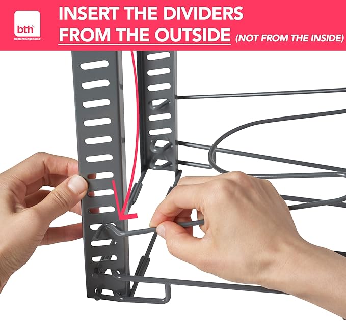 BTH Adjustable Pot Lid Organizer for Cabinet - Kitchen Storage Rack 6 Adjustable Shelves, Pot Lid Holder, Pan and Pot Rack Organizer, Pantry & Inside Cabinet Organizer (13” Clearance)