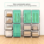 MOGELAFOO 35 Inch Portable Closet for Small Room, Clothing Organizer Storage Rack with Non-Woven Fabric Cover, 1 Clothes Hanging Rod, 6 Storage Shelves, Black