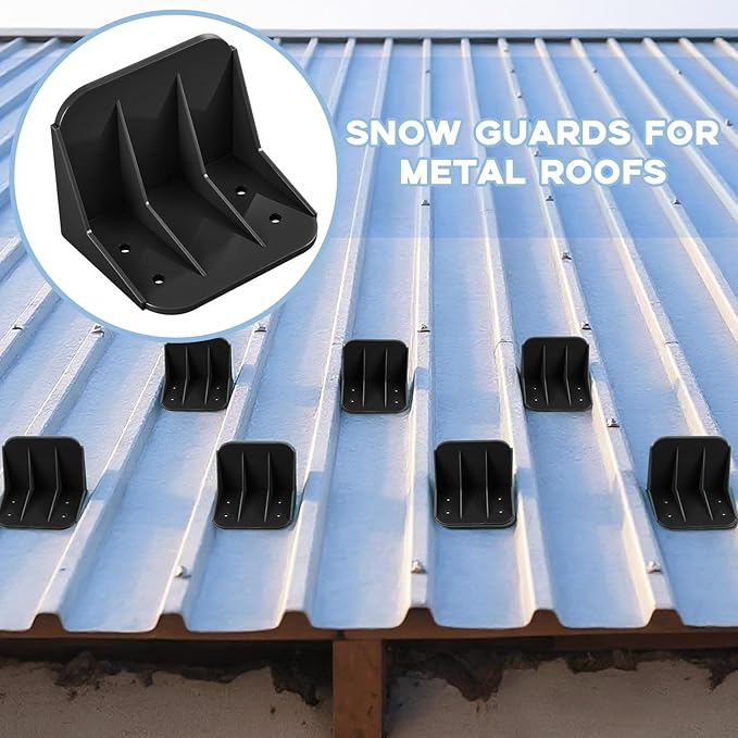 Taiyin 25 Pack Large Snow Guards for Metal Roofs 4 x 3 x 3 Inch Jumbo Ice Guard Snow Stops for Prevent Sliding, Without Screws or Adhesive (Black)