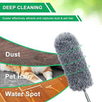 2 Pack Small Microfiber Feather Duster for Cleaning, Hand Washable Dusters with Extendable Pole, Cleaning Tools for Office, Car, Window, Furniture, Ceiling Fan