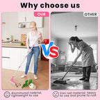 AIr Broom Sweeper, Multifunction Replaceable Silicone Broom, Household Squeegee for Floor Cleaning, Bathroom, Pet Hair, Dog Broom Brush Set (Bright Pink)