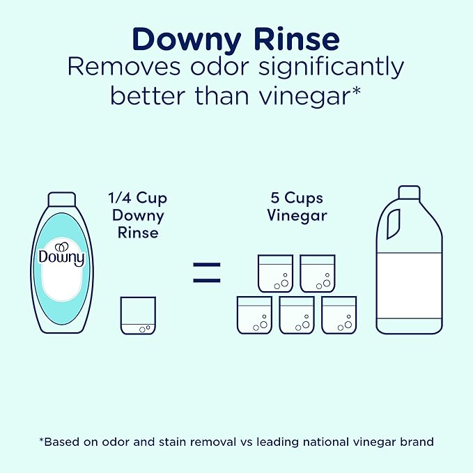 Downy Rinse Laundry Odor Remover, Cool Cotton Scent, 48 fl oz, Fabric Softener and Laundry Odor Removal Rinse, Fights Odors at the source, HE Compatible