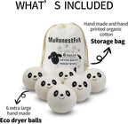 Wool Dryer Balls - Natural Fabric Softener, Reusable, Reduces Clothing Wrinkles and Saves Drying Time. Handmade Fair Trade No Lint Fabric Softener White (Pack of 6)