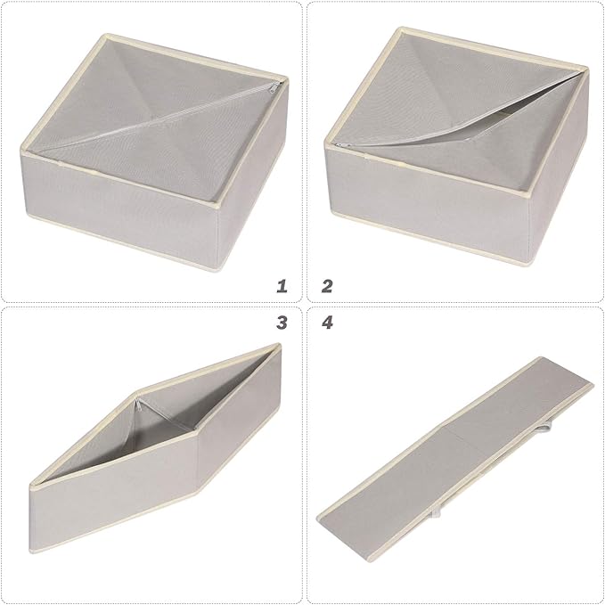 DIOMMELL Foldable Cloth Storage Box Closet Dresser Drawer Organizer Fabric Baskets Bins Containers Divider for Clothes Underwear Bras Socks Clothing,Set of 4 Grey 400