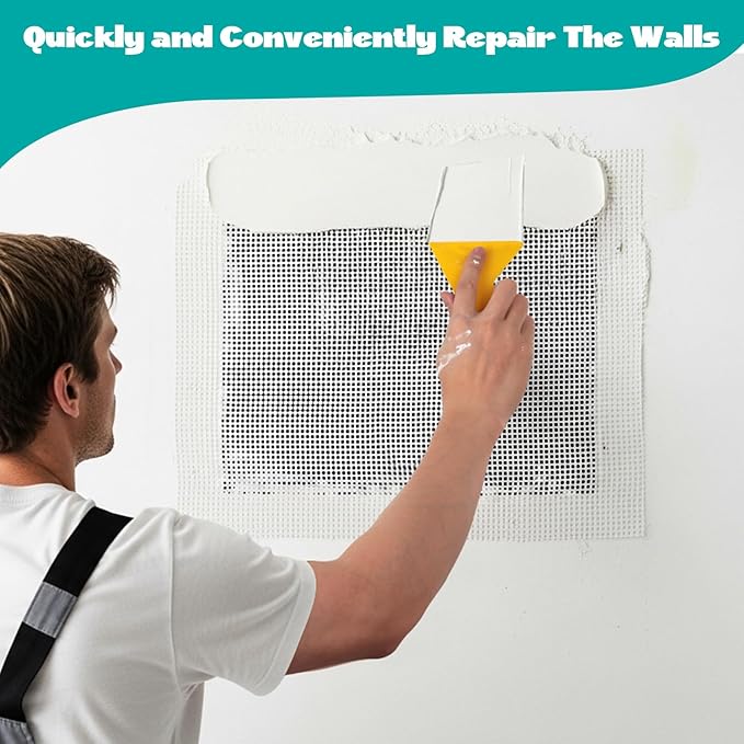 16Pcs Drywall Repair Kit, 2/4/6/8in Self-Adhesive Drywall Patch Kit with Sandpapers & Scrapers, Wall Repair Patches for Small Big Holes & Cracks, Quick Fix for Ceiling Bathroom Wall Damage