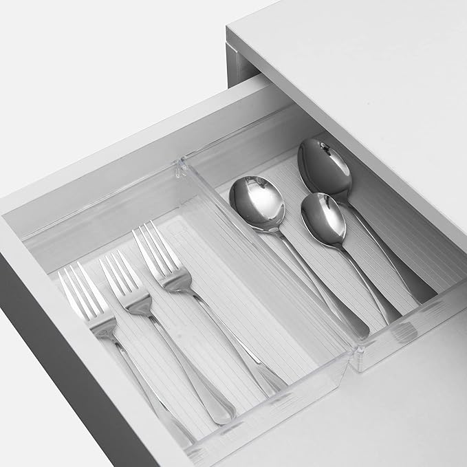 Backerysupply Clear Plastic Drawer Organizer Tray for Vanity Cabinet (9"×6"×2" Set of 4) For Office Bathroom Makeup Drawers