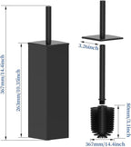 RUACQ Toilet Brush and Holder Set 2pcs,Square Toilet Bowl Brush for Bathroom with 304 Stainless Steel Handle Toilet Cleaner Brush with Durable Scrubbing Bristles,Splash-Proof (Matte Black)
