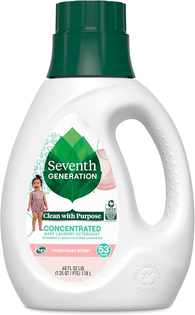 Seventh Generation Concentrated Baby Laundry Detergent, Stain Fighting Formula, Fresh Scent, 40 oz (53 Loads)