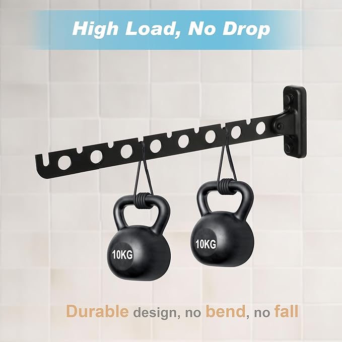 Alise Folding Clothes Hanger Rack,Wall Mounted Clothes Bar-Hanger Holder Hooks Heavy Duty Drying Rack Space Saving Clothing Hanging System Closet Storage Organizer,YHD1008-B Matte Black