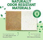 Natural Kitchen Sponges Pack of 20 - Biodegradable Cellulose and Coconut Husk Walnut Scrubbers - Odor Free Non Scratch - Eco Friendly Quick Drying Dishwashing Sponges