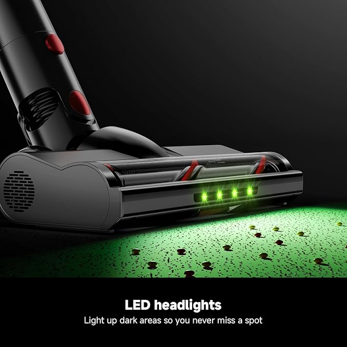 Cordless Vacuum Cleaner, 30Kpa Lightweight Stick Vacuum with 45 Mins Runtime, Rechargeable Battery, LED Anti-Tangle Brush, 6-in-1 Stick Vacuum for Carpet, Hardwood Floors & Pet Hair