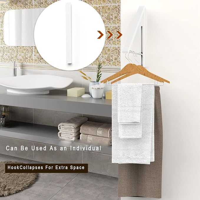 Drying Rack Wall Mounted Clothes Hanger Folding Wall Coat Racks Aluminum Home Storage Organiser Space Savers