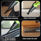 Cordless Car Vacuum: Portable Handheld Vacuum with LED Light, High Power Suction, Lightweight Rechargeable Hand Vacuum Cleaner for Car, Home, Office, and Pet Hair - Green