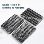 Marble Soap Dish, Bar Soap Holder Shower, Black Soaps Bathroom Saver with Water Ripple Design, Easy Cleaning Natural Stone Sponge Holder for Kitchen Sink, Executive Jewelry Ring Tray
